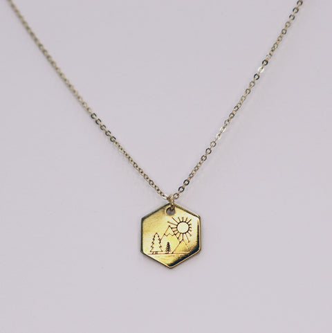 Brass Stamped Great Outdoors Necklace