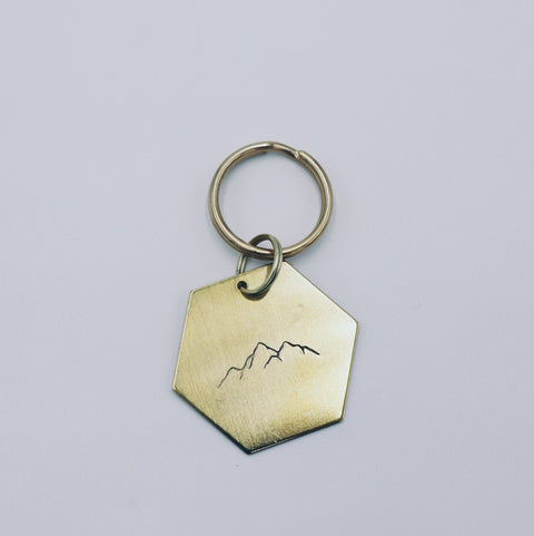 Brass Stamped Mountain Key Chain