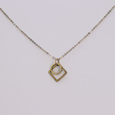 Round Geo Brass Necklace