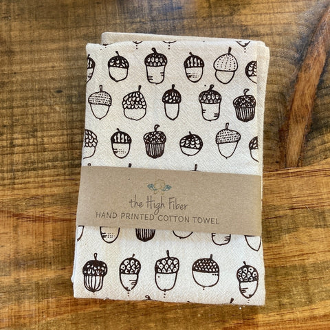 The High Fiber Hand Printed Cotton Towel, Acorns