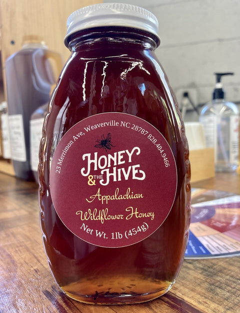 Local Appalachian Wildflower Honey, classic queenline jar, 1 lb. (454g)