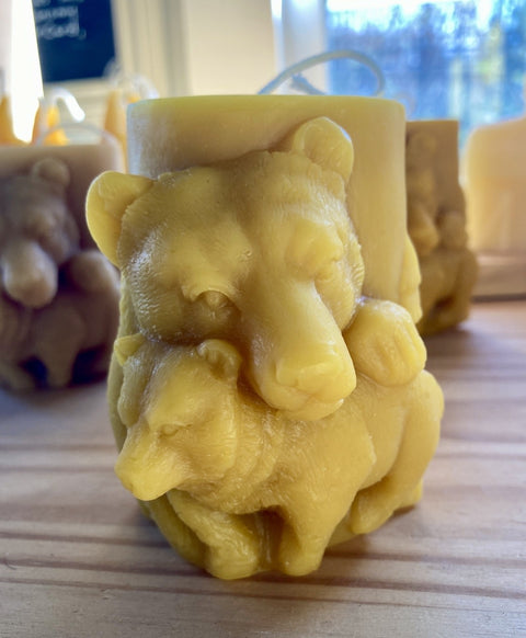 Beeswax Candle, Bear Pillar