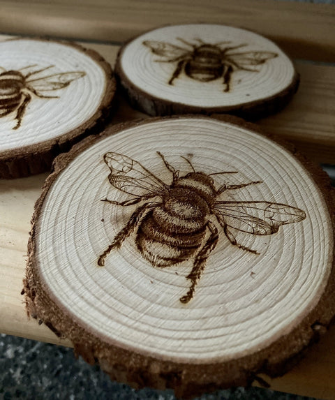 Engraved coasters: Bee