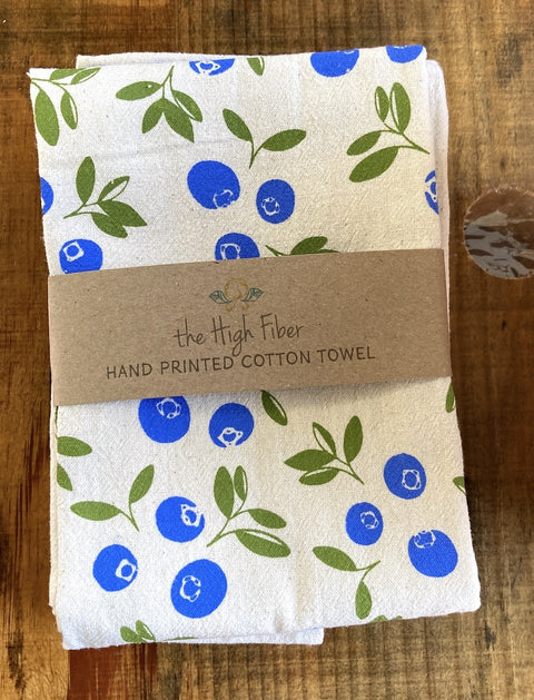 The High Fiber Hand Printed Cotton Towel, Blueberries