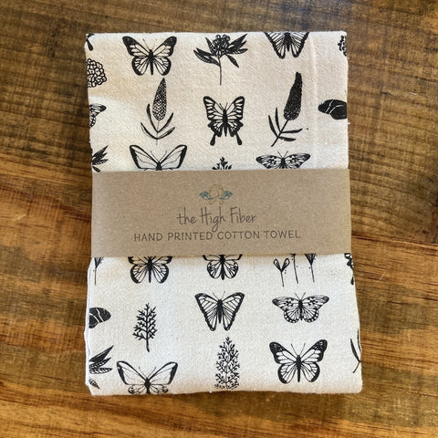 The High Fiber Hand Printed Cotton Towel, Butterflies