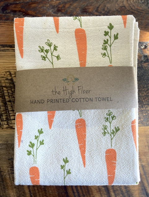 The High Fiber Hand Printed Cotton Towel, Carrots