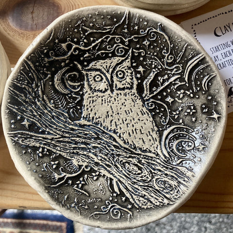 Handmade Pottery: Black Night Owl