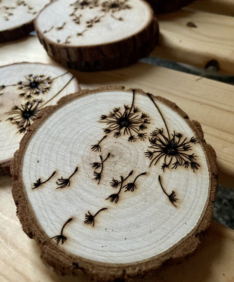 Engraved Coasters: Dandelion