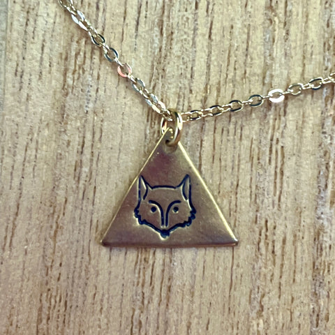Brass Stamped Fox Necklace