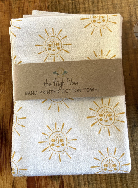 The High Fiber Hand Printed Cotton Towel, Suns