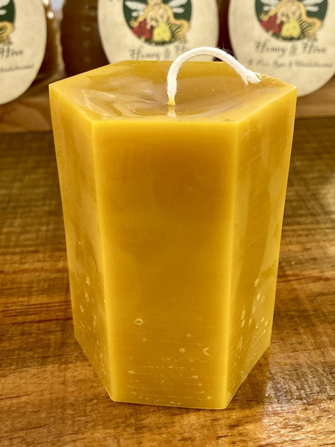 Beeswax Hexagon Pillar Candle - 3 inches