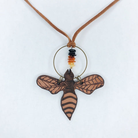 Leather Bee Necklace