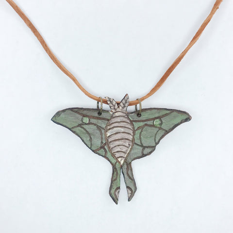 Leather Luna Moth Necklace - Color