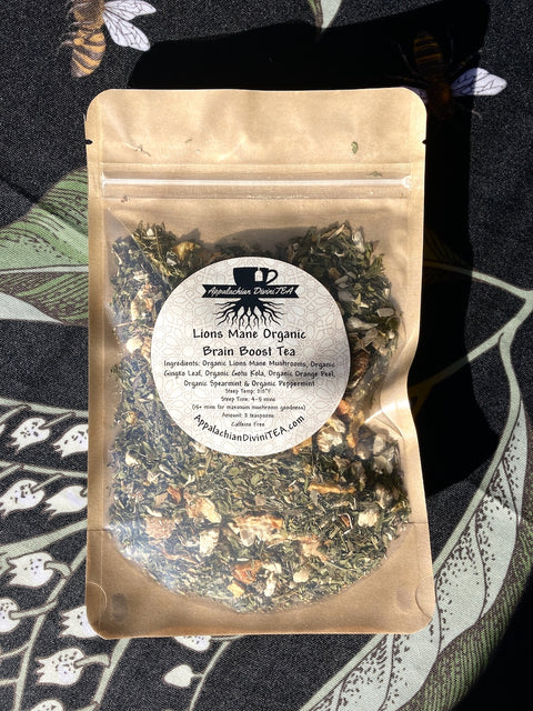 Appalachian DiviniTEA Lions Mane Organic Brain Boost Tea, 1 oz. loose leaf