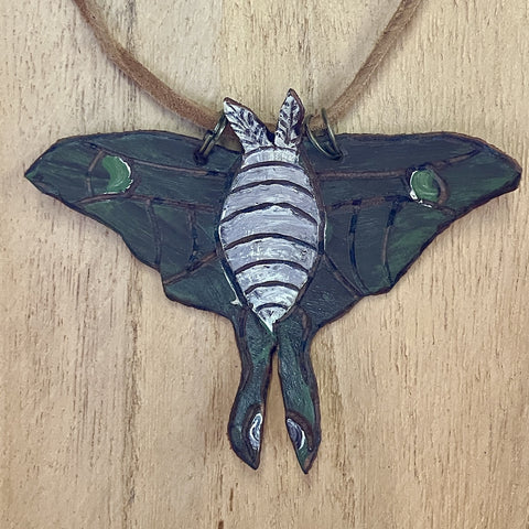 Leather Luna Moth Necklace - Color