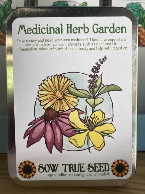 Sow True Seeds Collection Gift Tin, Medicinal Herb Garden