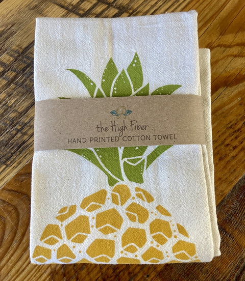 The High Fiber Hand Printed Cotton Towel, Pineapple