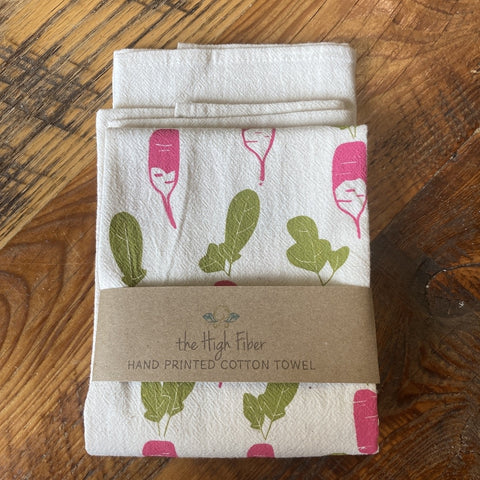 The High Fiber Hand Printed Cotton Towel, Radishes