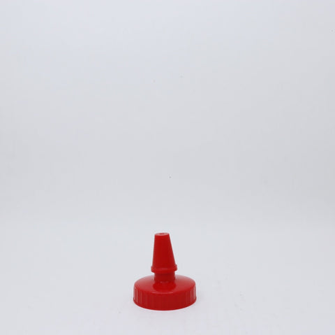 38-400mm Red Plastic Spout Hi-flow Lid w/Pressure Sensitive Liner, No Hole, single