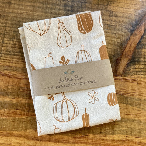 The High Fiber Hand Printed Cotton Towel, Winter Squashes