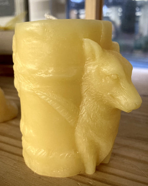 Beeswax Candle, Wolf Pillar